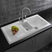 Reginox 1.5 Bowl White Ceramic Kitchen Sink & Waste Kit with Reversible Drainer - 1010 x 525mm